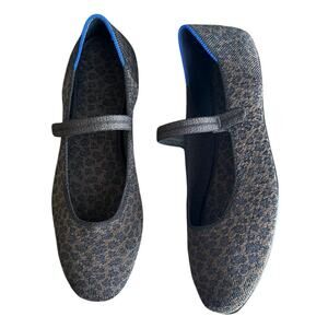 Rothy’s Women’s The Square Mary Jane Chocolate Spot Leopard Print Knit Flats 8.5